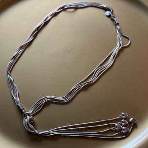 Silver Rope Necklace with Heart Ends